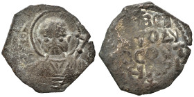 CRUSADERS. Principality of Antioch. Tancred, regent, 1101-1112. Follis (bronze, 1.89 g, 20 mm). Nimbate bust of St. Peter facing, raising his right ha...