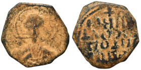 CRUSADERS. Principality of Antioch. Tancred, regent, 1101-1112. Follis (bronze, 3.67 g, 19 mm). Nimbate bust of St. Peter facing, raising his right ha...