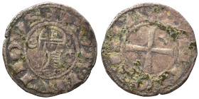 CRUSADERS. Principality of Antioch. Bohémond III, 1163-1201. Denier (silver, 0.94 g, 18 mm). +BOAMVNDVS Helmeted head of a knight to left flanked by c...