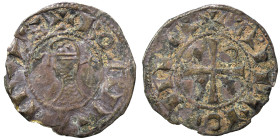 CRUSADERS. Principality of Antioch. Bohémond III, 1163-1201. Denier (silver, 0.82 g, 18 mm). +BOAMVNDVS Helmeted head of a knight to left flanked by c...