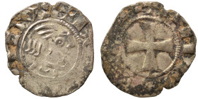 CRUSADERS. Principality of Antioch. Bohémond III, 1149-1163. Denier (silver, 0.70 g, 15 mm). Bare head right. Rev. Cross pattée, annulet in first quar...
