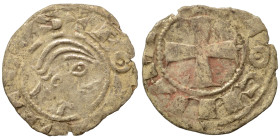 CRUSADERS. Principality of Antioch. Bohémond III, 1149-1163. Denier (silver, 0.48 g, 15 mm). Bare head right. Rev. Cross pattée, annulet in first quar...