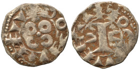 FRANCE. Melgueil (County). Uncertain Count or Bishop, 12th-13th centuries. Denier (silver, 1.08 g, 17 mm), Maguelonne. Cross with crossbars composed o...