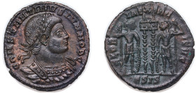 Rome Roman Empire 317 - 337 εSIS* AE Nummus - Constantinus II (GLORIA EXERCITVS; one standard) Bronze Siscia Mint 2.3g UNC RIC VII 262