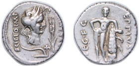 Rome Roman Republic (ancient) 47 BC-46 BC AR Denarius - Scipio (Q•METELL SCIPIO•IMP / EPPIVS LEG•F•C) Silver (.950) Military mint moving with Scipio i...