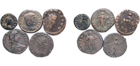 Rome Roman Empire 3th-4th Century Coinage (5 Lots) Bronze VF