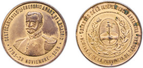 Argentina Federal Republic 1895 Medal - Gregorio Araoz De Lamadrid, Centennial Bronze 9.7g AU