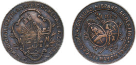 Argentina Federal Republic 1900 Medal - CONFRATERNIDAD HISPANO ARGENTINA Bronze 15.6g XF