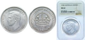 Australia Commonwealth 1938 1 Crown - George VI (Coronation) Silver (.925) Melbourne Mint (101600) 28.27g NGC MS 62 KM 34 Schön 28