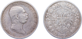Austria Austro-Hungarian Empire 1909 5 Corona - Franz Joseph I Silver (.900) Vienna Mint (1775787) 24.1g VF KM 2814