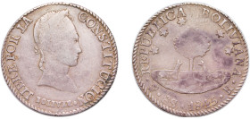 Bolivia Republic 1845 PTS R 8 Soles Silver (.903) Potosi Mint 27g VF KM 103