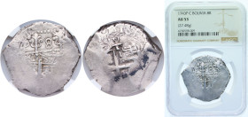 Bolivia Spanish colony 1743 P C 8 Reales - Philip V Silver (.917) Potosi Mint 27.48g NGC AU 53 KM 31a KM R31