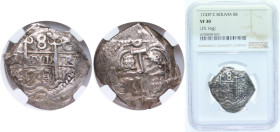Bolivia Spanish colony 1743 P C 8 Reales - Philip V Silver (.917) Potosi Mint 25.16g NGC VF 30 KM 31a KM R31