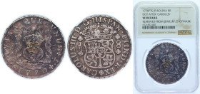Bolivia Spanish colony 1770 PTS JR 8 Reales - Charles III Chinese Chopmarked (年,元,合) Silver (.917) Potosi Mint 27.07g NGC VF KM 50