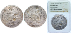 Bolivia Spanish colony 1797 PTS PP 8 Reales - Charles IV Chinese Chopmarked (三,和,云,力) Silver (.896) Potosi Mint 27.07g NGC G KM 73 Cal 684