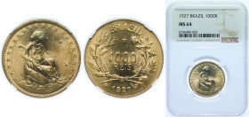 Brazil Republic of the United States of Brazil 1927 1000 Réis Aluminium bronze Rio de Janeiro Mint (35817000) 8g NGC MS 64 KM 525