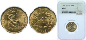 Brazil Republic of the United States of Brazil 1928 500 Réis Aluminium bronze Rio de Janeiro Mint (9432000) 3.95g NGC MS 65 KM 524