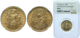 Brazil Republic of the United States of Brazil 1932 1000 Réis (400th Anniversary of Colonization) Aluminium bronze Rio de Janeiro Mint (56214) 8g NGC ...