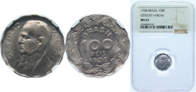 Brazil Republic of the United States of Brazil 1938 100 Réis Copper-nickel Rio de Janeiro Mint (8106000) 2.52g NGC MS 65 KM 544