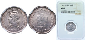 Brazil Republic of the United States of Brazil 1906 500 Réis Silver (.900) Rio de Janeiro Mint (352000) 5g NGC MS 62 KM 506