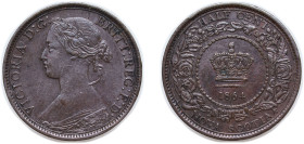 Canada Nova Scotia British colony 1864 ½ Cent - Victoria Bronze (400000) 2.7g AU KM 7