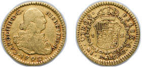 Colombia Spanish colony 1792 P JF 1 Escudo - Carlos IV Gold (.875) Popayan Mint 3.35g VF KM 56.1 Hernández 687-689 Fr 59 Fr 65 KM 56.2