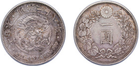 Japan Empire M28 (1895) 八十二治明 1 Yen - Meiji (small type) Silver (.900) (21098754) 26.96g XF Y A25.3 JNDA 01-10A