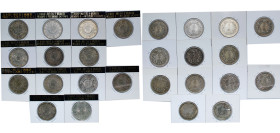 Japan Empire 19th - 20th Century 50 Sen Lots 13 Different dates, TO EXAMINE, SOLD AS SEEN, NO RETURN Silver VF