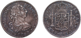 Peru Spanish colony 1787 LIMA MI 8 Reales - Carlos III Silver (.896) Lima Mint (3318000) 26.4g XF KM 78a