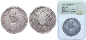 Philippines Spanish colony 1832 - 1834 8 Reales - Ferdinand VII (Countermark on Peru 8 Reales, 1830) Silver (.903) 27.07g NGC VF Cleaned KM 84