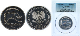 Poland People's Republic 1980 MW 100 Złotych (XXII Olympic Games; Trial Strike) Nickel Warsaw Mint (500) 15.6g PCGS SP 67 KM Pr394a