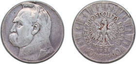 Poland Second Republic 1936 10 Złotych (Józef Piłsudski) Silver (.750) (2130000) 21.8g VF Y 29 Schön 28