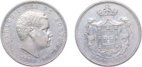 Portugal Kingdom 1899 1000 Réis - Carlos I Silver (.9167) Lisbon Mint (1500000) 25g AU KM 540 Gomes C1 13