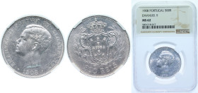 Portugal Kingdom 1908 500 Réis - Manuel II Silver (.835) Lisbon Mint (2500000) 12.5g NGC MS 62 KM 547 Gomes E2 04