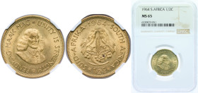 South Africa Republic 1964 ½ Cent (1st decimal series) Brass Pretoria Mint (9258000) 5.6g NGC MS 65 KM 56 Hern R1-4