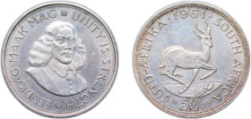 South Africa Republic 1961 50 Cents (1st decimal series) Silver (.500) Pretoria Mint (54530) 28.3g PL KM 62 Hern R26-29