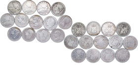 Spain 1869-1905 2 Peseta (13 Lots) Silver (.835) Madrid Mint VF