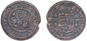 Spain Kingdom 1720 B 2 Maravedis - Felipe V Copper Barcelona Mint 4.2g VF KM 302.1