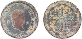 Spain Kingdom 1817 J 8 Maravedis - Fernando VII (2nd portrait) Copper Jubia Mint 10.7g VF KM 491