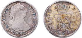 Spain Kingdom 1782 M PJ 2 Reales - Carlos III (2nd type) Silver (.813) Madrid Mint 5.13g VF KM 412.1