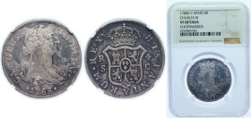 Spain Kingdom 1788 S C 4 Reales - Carlos III Silver (.903) Seville Mint 13g NGC VF Chopmarked KM 413.2