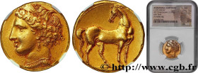 ZEUGITANA - CARTHAGE
Type : Trihémistatère d’or ou tridrachme 
Date : c. 270-264 AC. 
Mint name / Town : Carthage, Zeugitane 
Metal : gold 
Millesimal...
