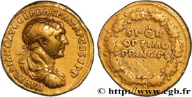 TRAJANUS
Type : Aureus 
Date : 117 
Mint name / Town : Rome, Decennalia 
Metal : gold 
Diameter : 19,5  mm
Orientation dies : 7  h.
Weight : 7,28  g.
...