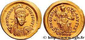 THEODOSIUS II
Type : Solidus 
Date : 408-420 
Mint name / Town : Constantinople 
Metal : gold 
Diameter : 21  mm
Orientation dies : 6  h.
Weight : 4,4...