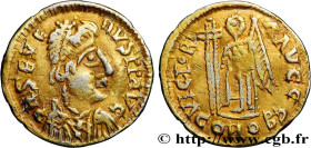 LIBIUS SEVERUS
Type : Tremissis 
Date : c. 461-465 
Mint name / Town : Toulouse 
Metal : gold 
Diameter : 14,5  mm
Orientation dies : 5  h.
Weight : 1...