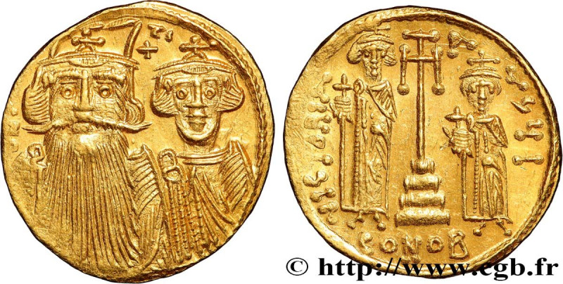 CONSTANS II, CONSTANTINE IV, HERACLIUS and TIBERIUS
Type : Solidus 
Date : 661-6...