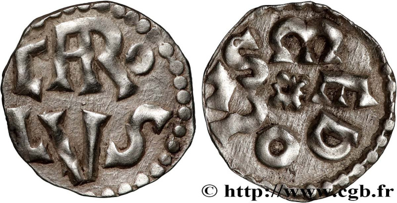 CHARLEMAGNE
Type : Denier 
Date : 768-781 
Date : n.d. 
Mint name / Town : Melle...