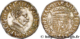 DUCHY OF LORRAINE - CHARLES III THE GREAT DUKE
Type : Quart de teston 
Date : 1588 
Mint name / Town : Nancy 
Metal : silver 
Diameter : 22,5  mm
Orie...