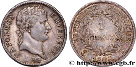 PREMIER EMPIRE / FIRST FRENCH EMPIRE
Type : 1 franc Napoléon Ier tête laurée, République française 
Date : 1808 
Mint name / Town : Nantes 
Quantity m...