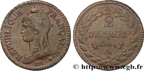DIRECTOIRE
Type : 2 décimes Dupré 
Date : An 4 (1795-1796) 
Mint name / Town : Paris 
Quantity minted : 9177562 
Metal : copper 
Diameter : 31  mm
Ori...